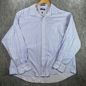 Chaps Dress Shirt Mens 18.5 36/37 Stripe White Blue Classic Cotton #AC221